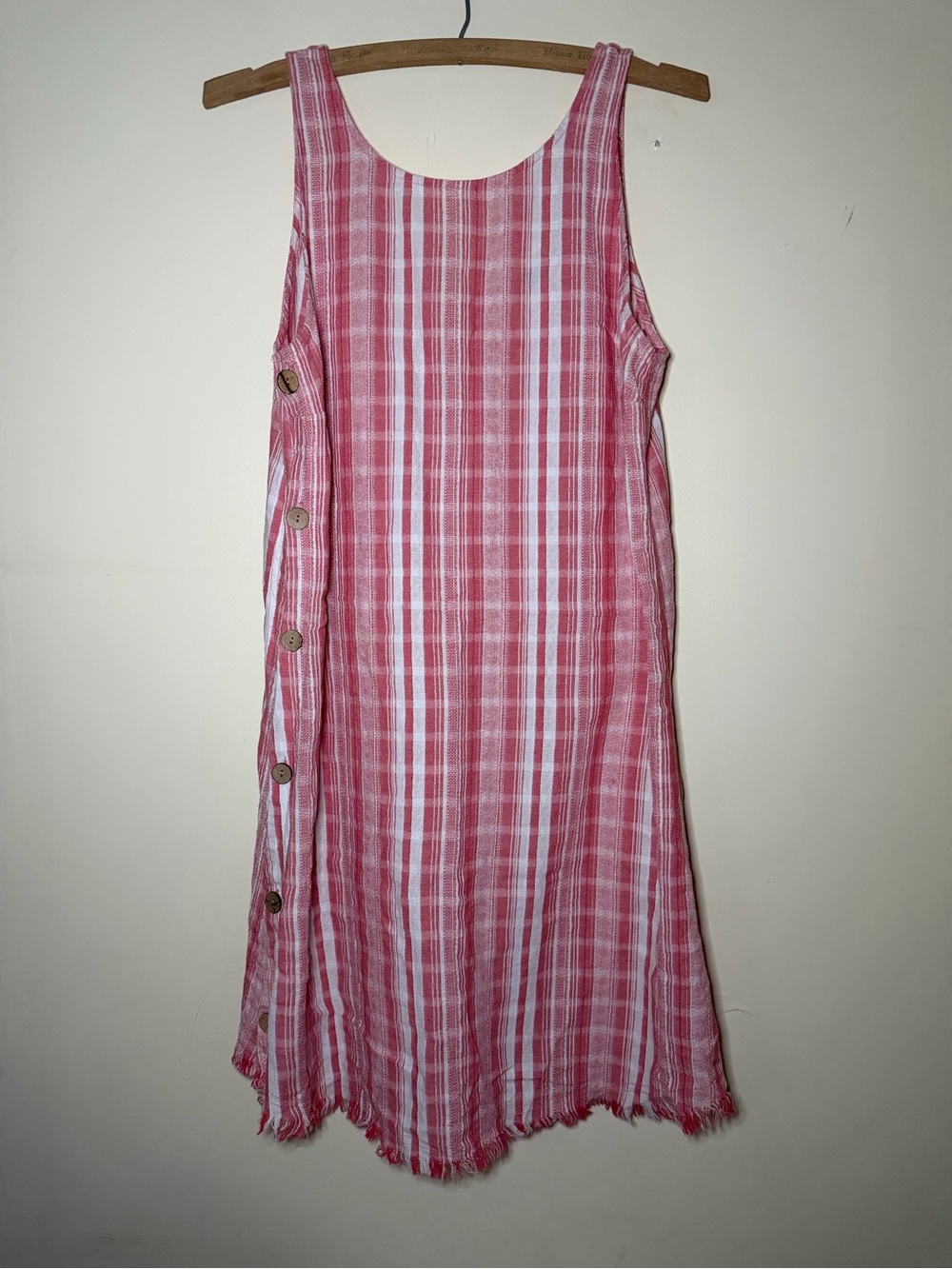 Universal Thread Pink and White Plaid Button-Side Sundress